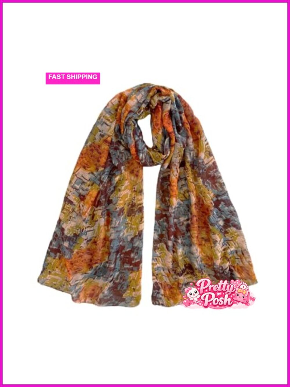 Lightweight Floral Print Long Shawl Wrap Scarf